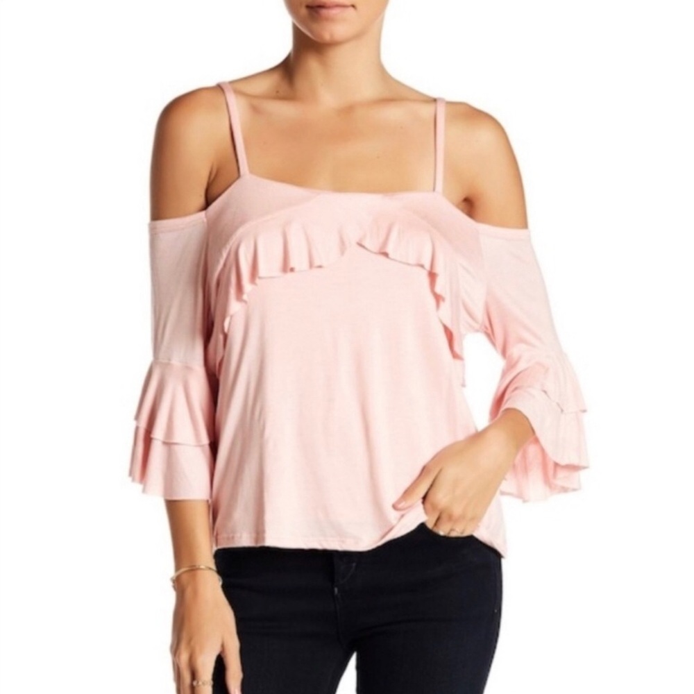 The Vanity Room off the shoulder top in blush